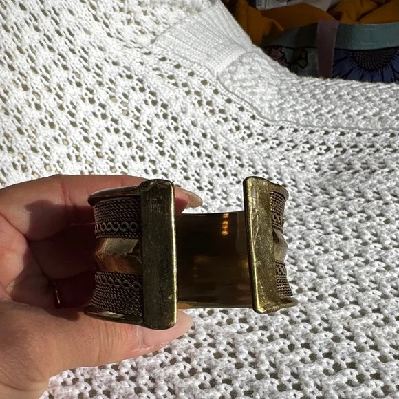 Gold Textured Cuff Bracelet - Picture 2 of 4